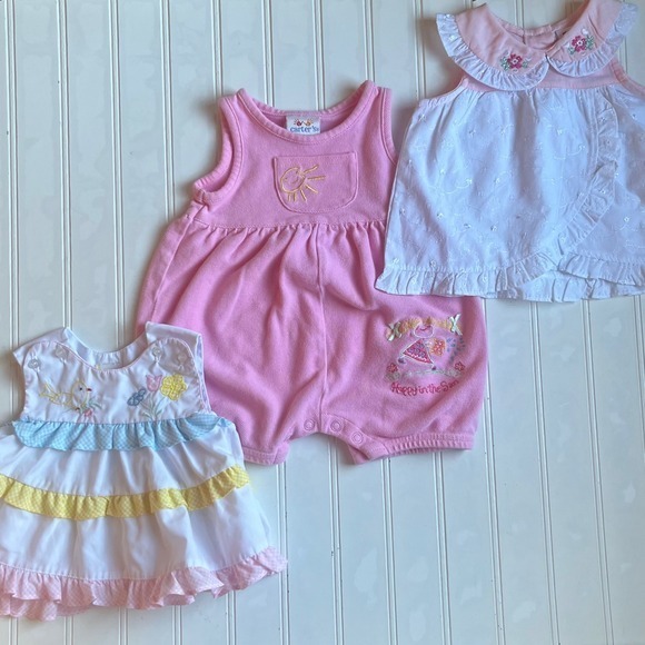 American Vintage Other - Vintage Baby Girl 3-6M Clothing Bundle Carter's Dresses Sunsuit Spring Lot
